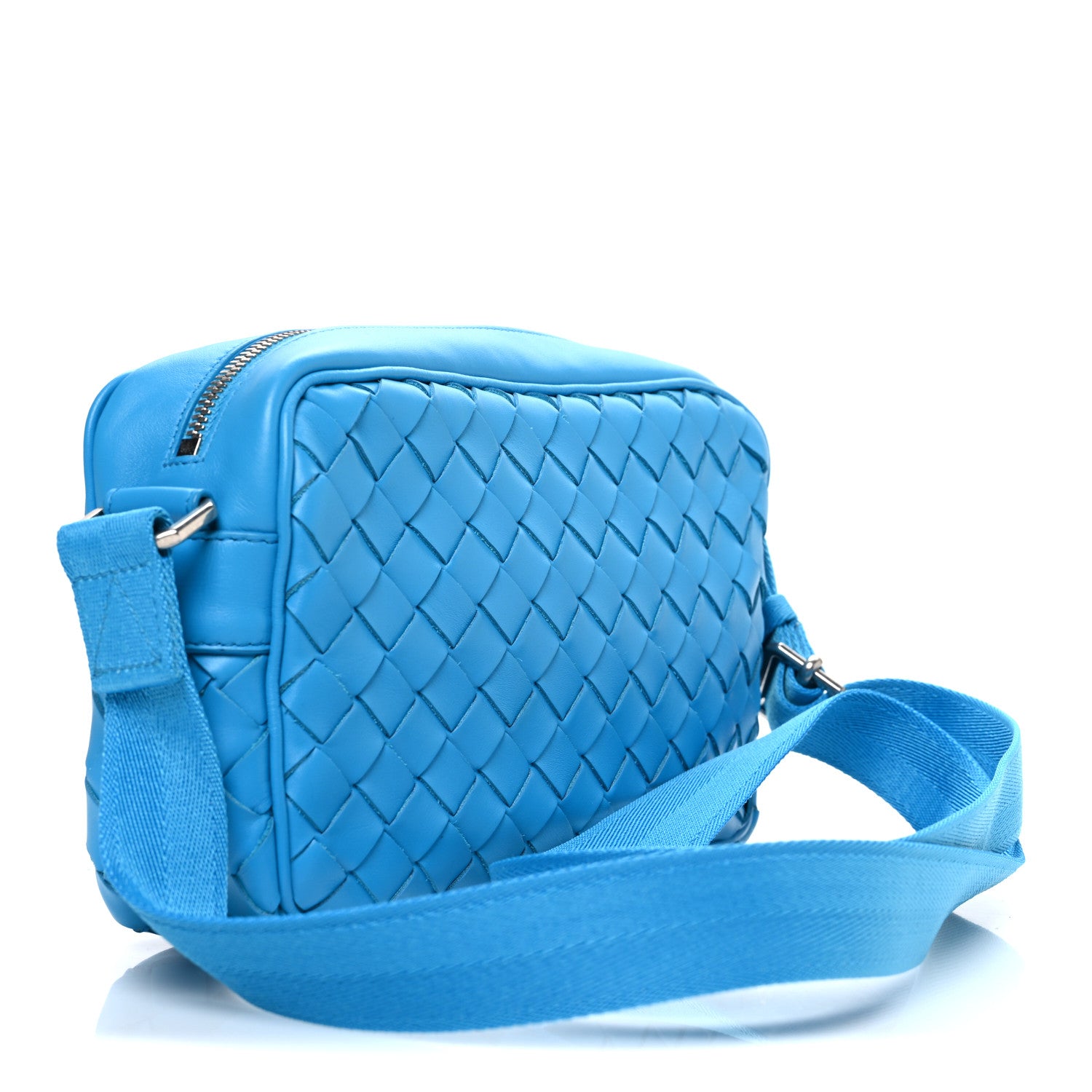 Bottega Veneta Calfskin Intrecciato Small Camera Bag Pool Blue 3 of 11