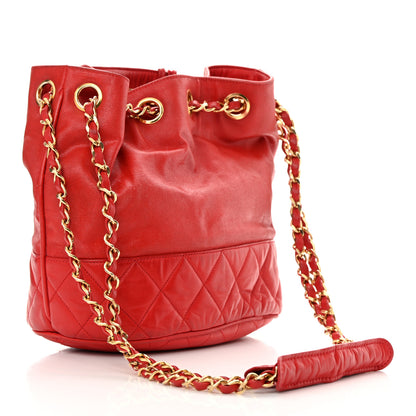 Chanel Lambskin CC Drawstring Shoulder Bag Red 3 of 20