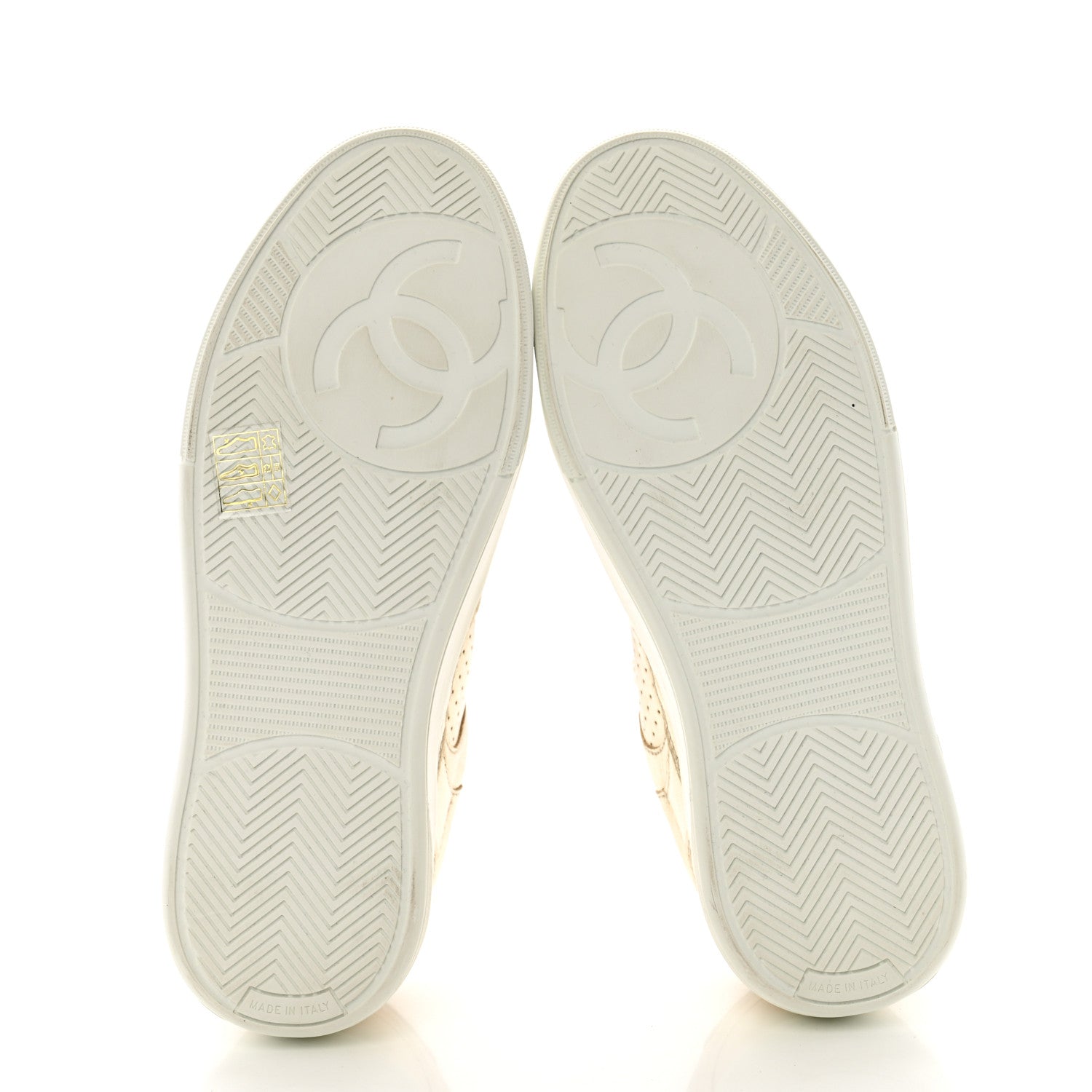 Chanel Laminated Calfskin CC Womens Sneakers 36.5 Golden 6 of 12