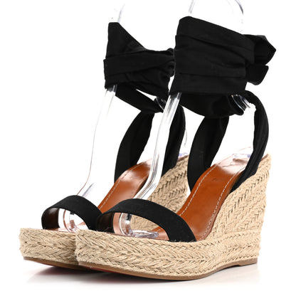 Christian Louboutin Canvas Du Desert 110 Espadrille Wedges 41 Black 4 of 8