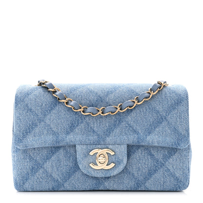 Chanel Printed Denim Quilted Mini Rectangular Flap Light Blue 1 of 11