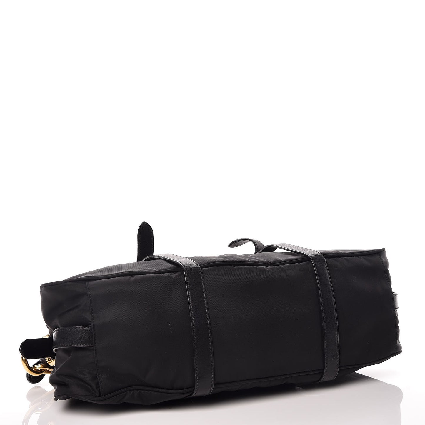 Nylon Tessuto Soft Calfskin Small Shopping Satchel Black