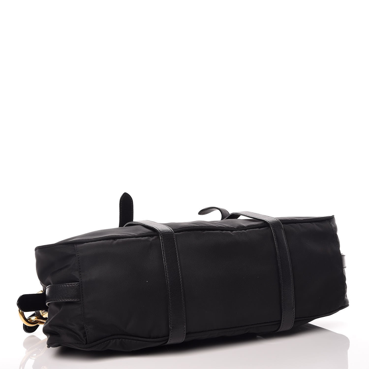 Prada Nylon Tessuto Soft Calfskin Small Shopping Satchel Black 5 of 11