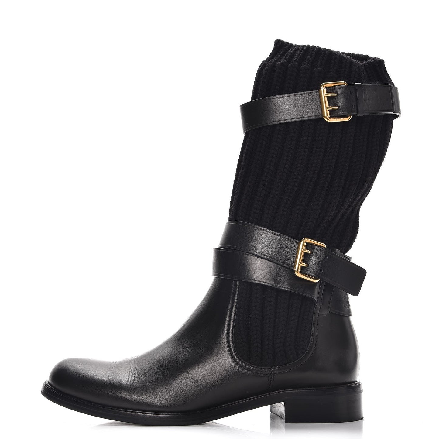 Calfskin Wool Knit Lockhart Boots 38.5 Black