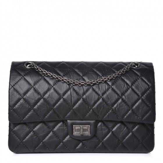 Aged Calfskin Quilted 2.55 Reissue 226 Flap Black