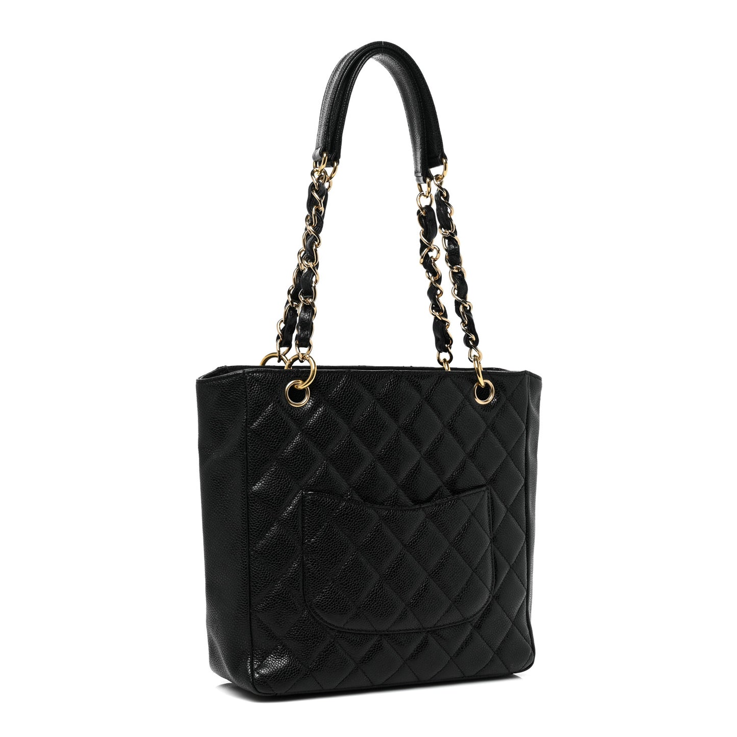 Caviar Quilted Petit Shopping Tote PST Black