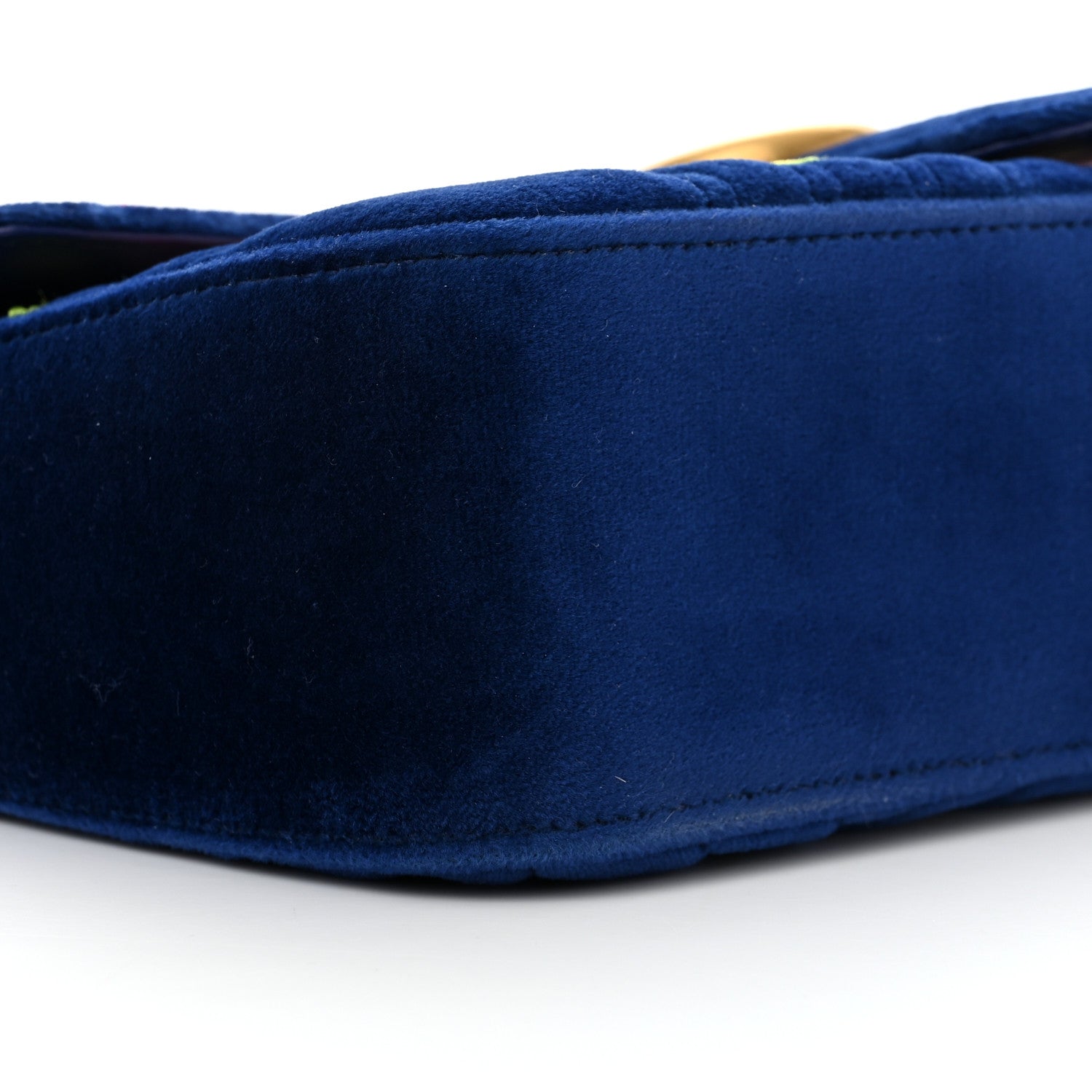 Gucci Velvet Matelasse Deer Embroidered Small GG Marmont Shoulder Bag Cobalt 9 of 10