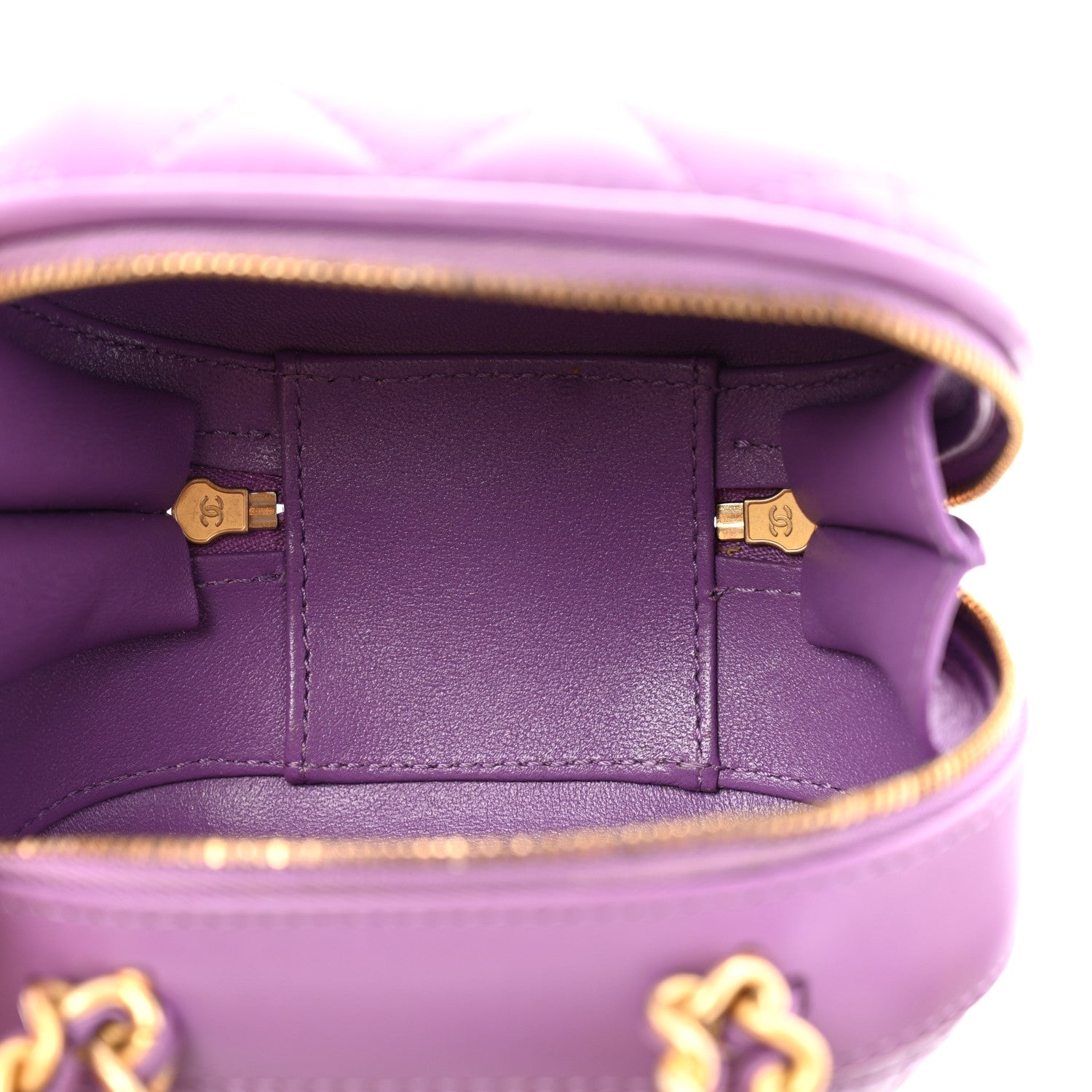 Chanel Lambskin Quilted CC Bubble Vanity Case With Chain Purple 5 of 12