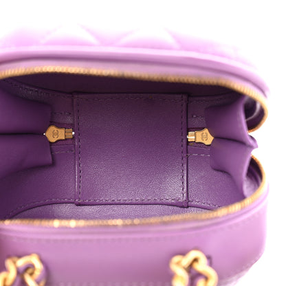 Chanel Lambskin Quilted CC Bubble Vanity Case With Chain Purple 5 of 12
