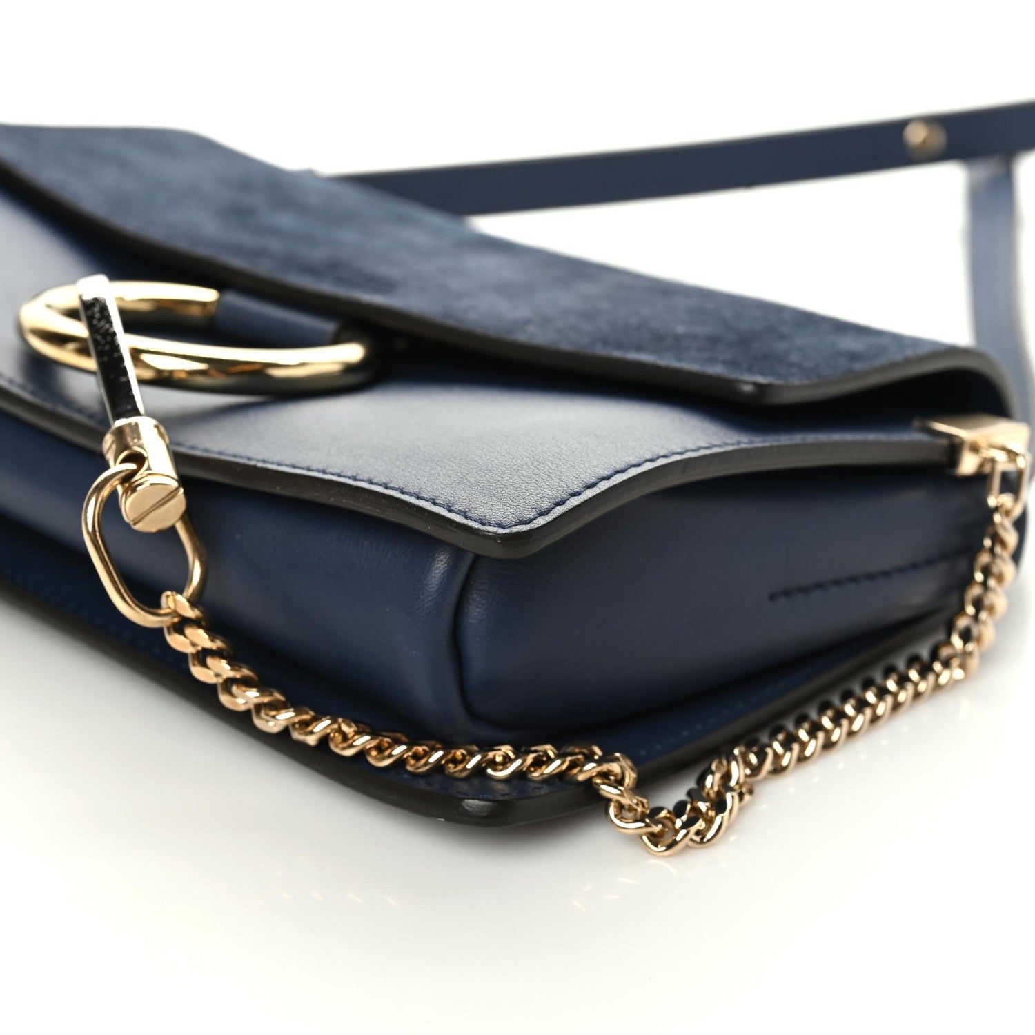 Chloe Suede Calfskin Small Faye Shoulder Bag Denim Blue 8 of 8