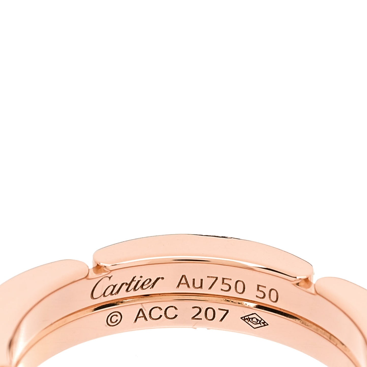 18K Pink Gold Diamond Maillon Panthere 2 Half Rows Ring 50 5.5