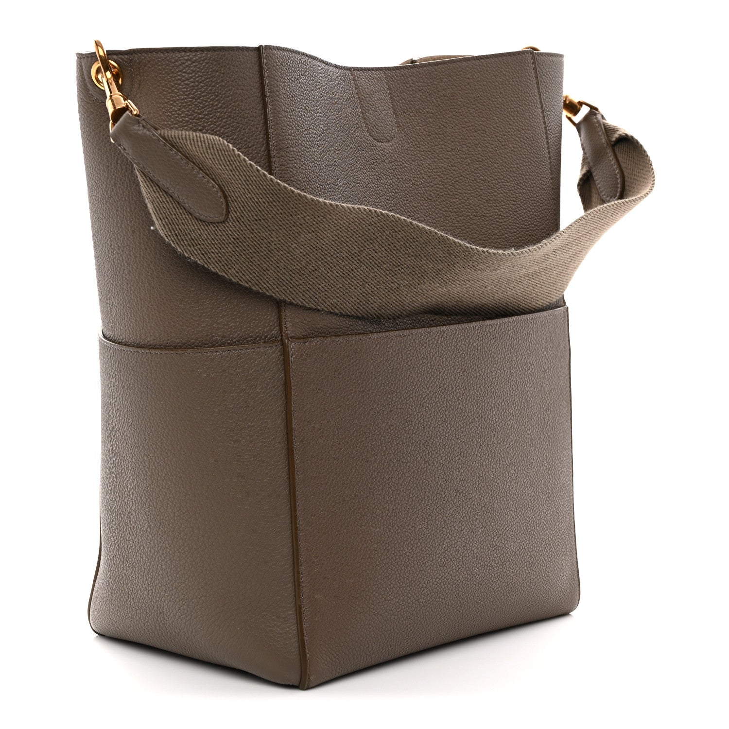 Celine Soft Grained Calfskin Sangle Bucket Bag Taupe 3 of 12