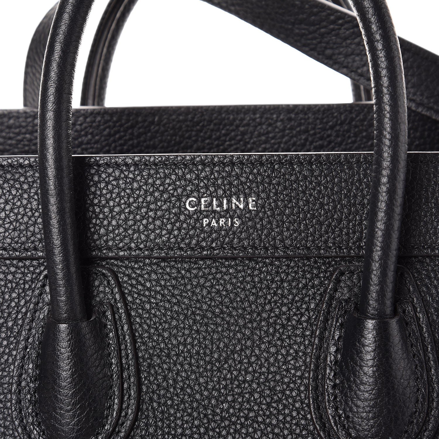 Celine Drummed Calfskin Nano Luggage Black 9 of 11