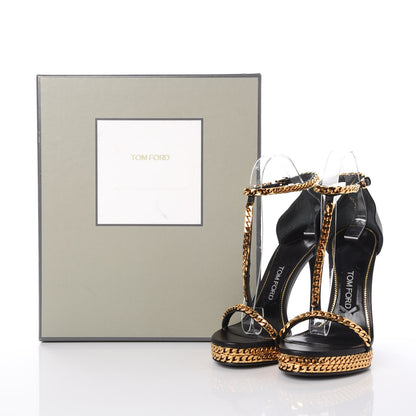 Tom Ford Calfskin Curb Chain Platform Sandals 38 Black Gold 8 of 8