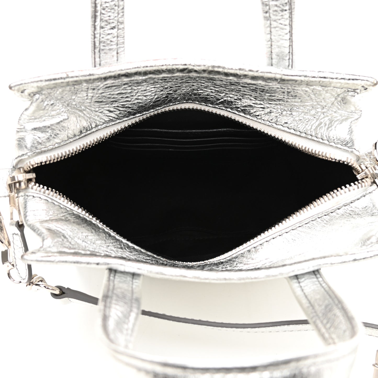Metallic Calfskin XXS Bazar Shopper Tote Silver Hardware
