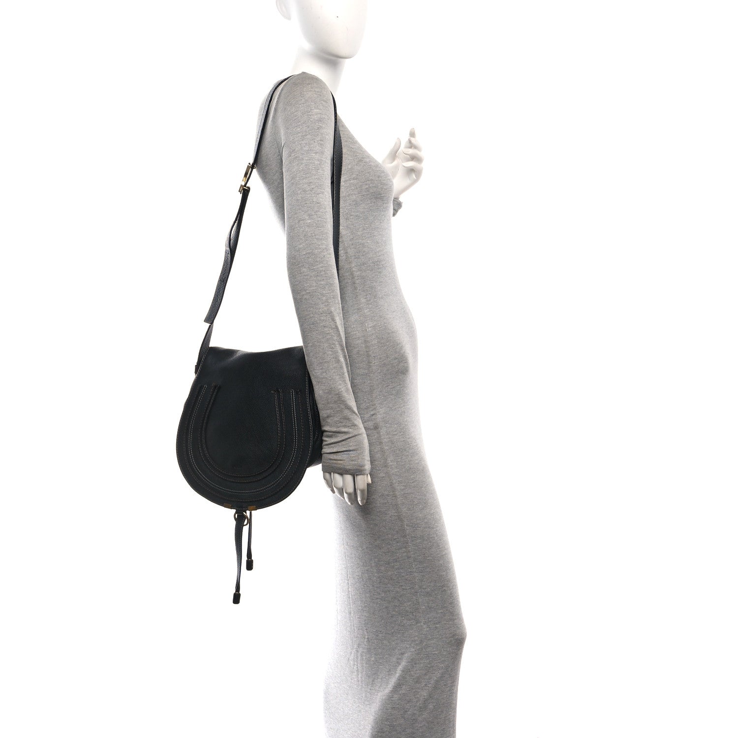 Chloe Grained Calfskin Medium Marcie Saddle Bag Black 2 of 10