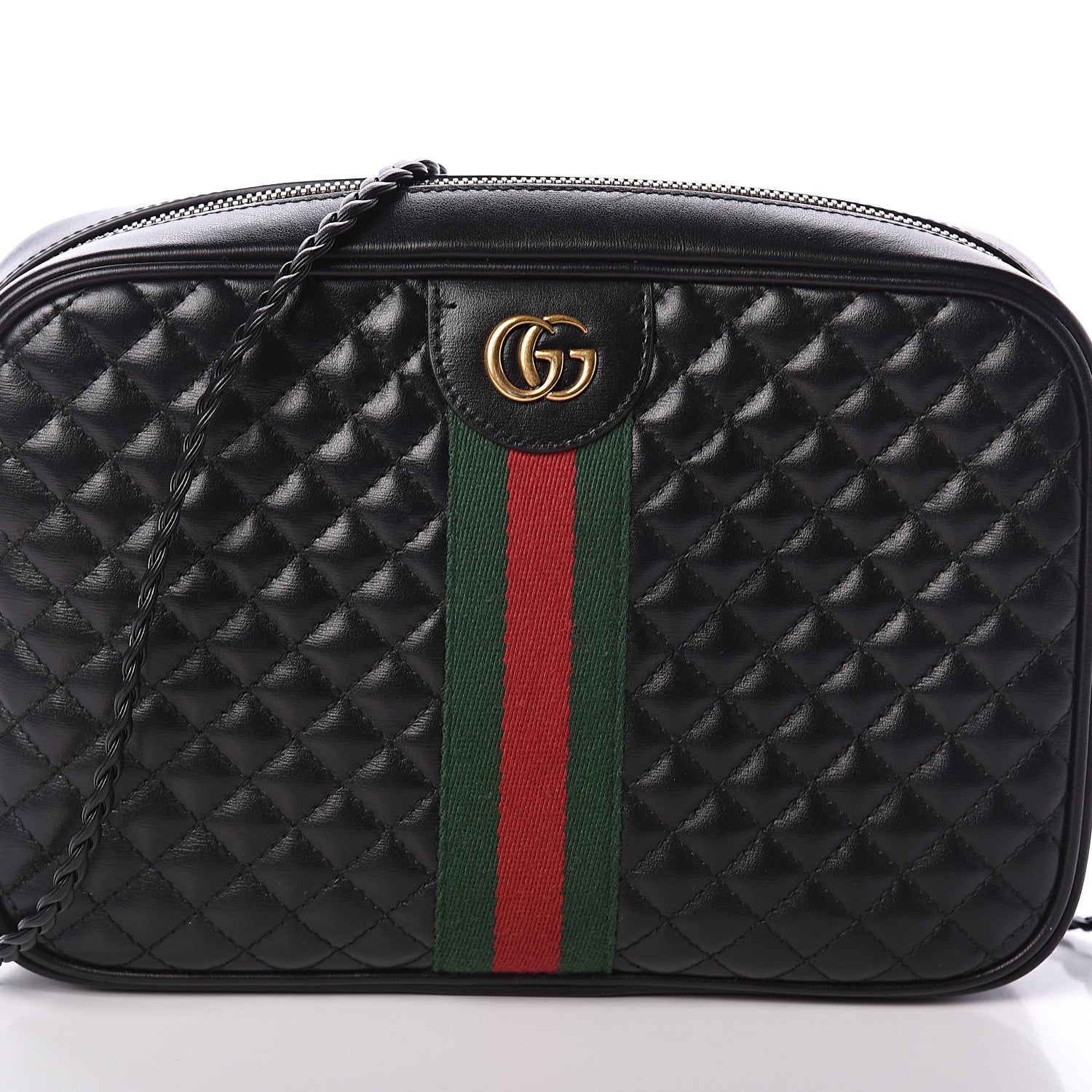 Gucci Calfskin Web Trapuntata Small GG Shoulder Bag Black 6 of 8