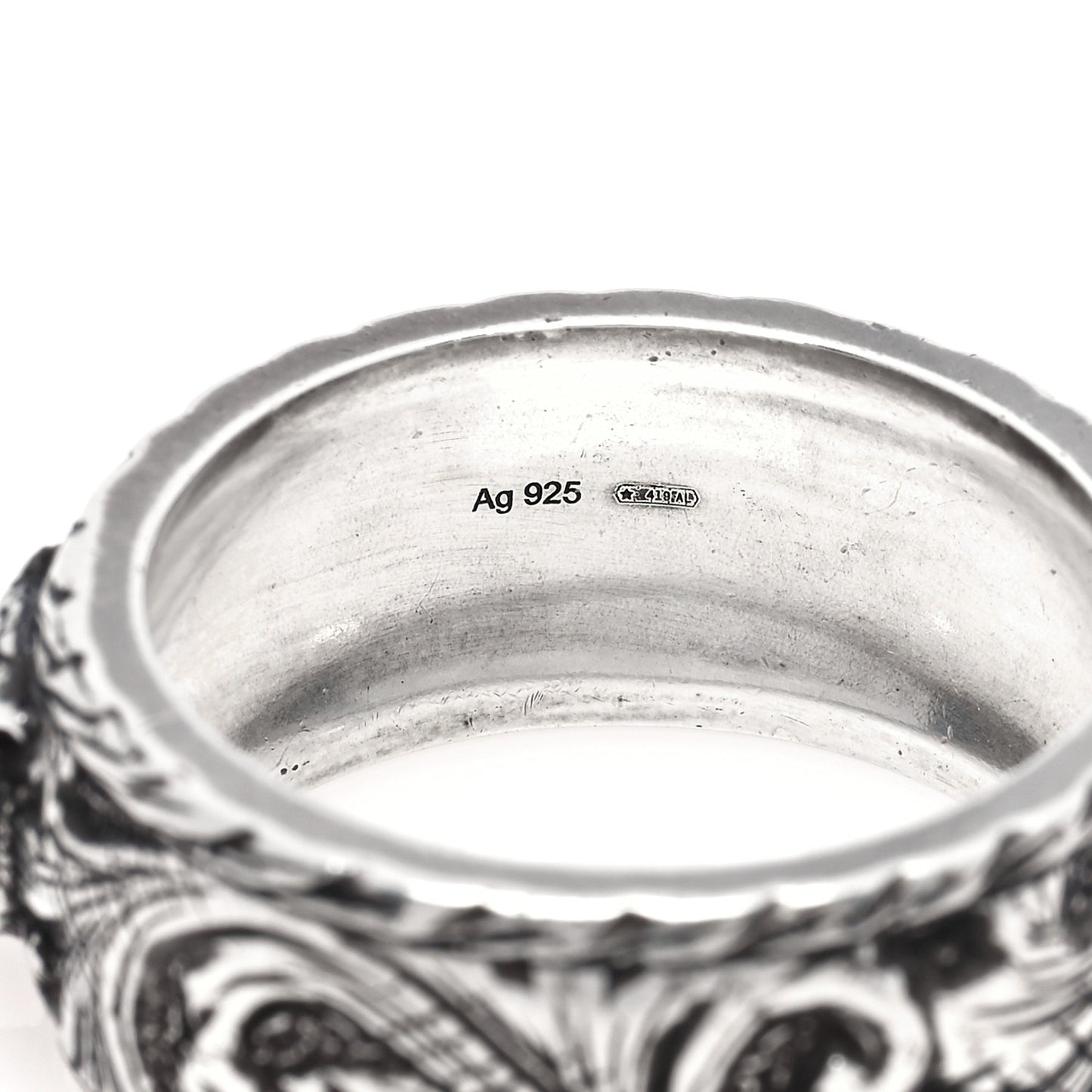 Sterling Silver Thin Feline Band Ring 57 8