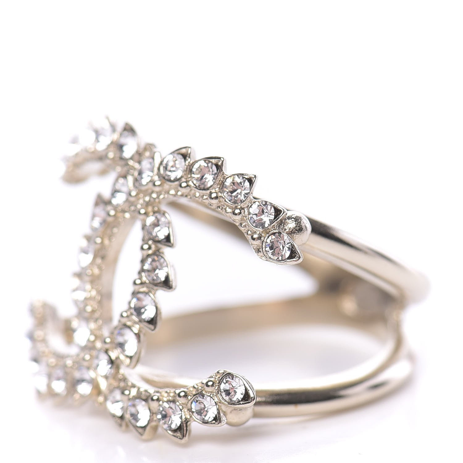 Chanel Metal Strass Dazzling Wheat CC Ring 6 Gold 3 of 6