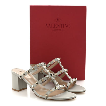 Valentino Garavani Calfskin Rockstud 60mm Caged Slide Sandals 40 Opal Grey 10 of 10