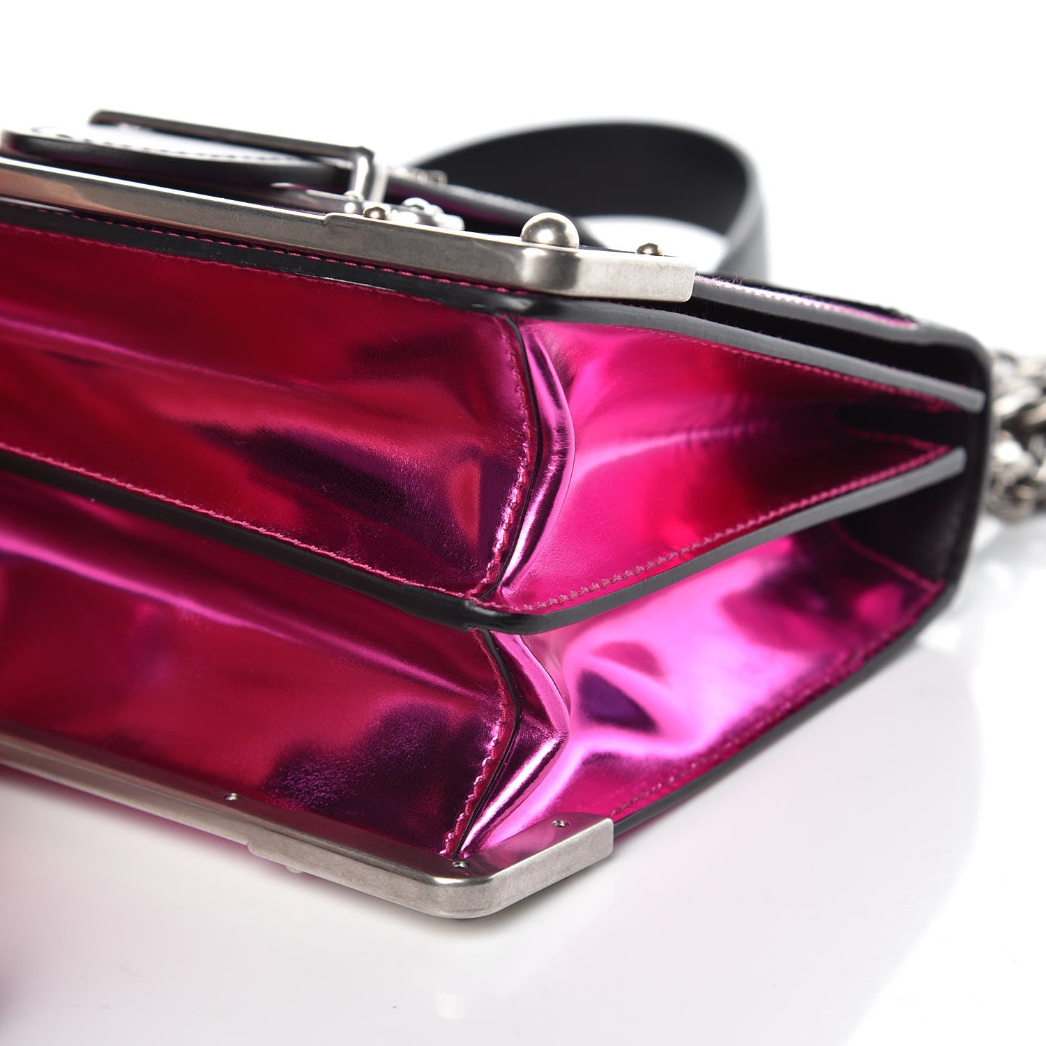 Prada Metallic Vitello Saffiano Cahier Bag Fuxia Black 8 of 10