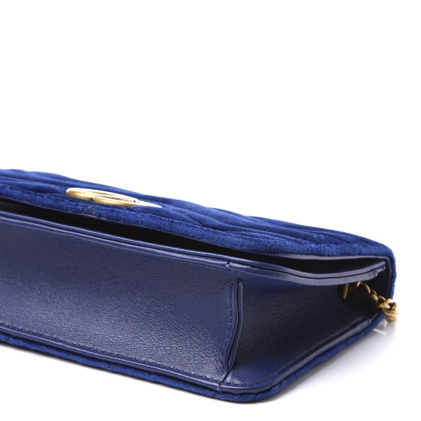 Velvet Matelasse GG Marmont Mini Bag Cobalt Blue