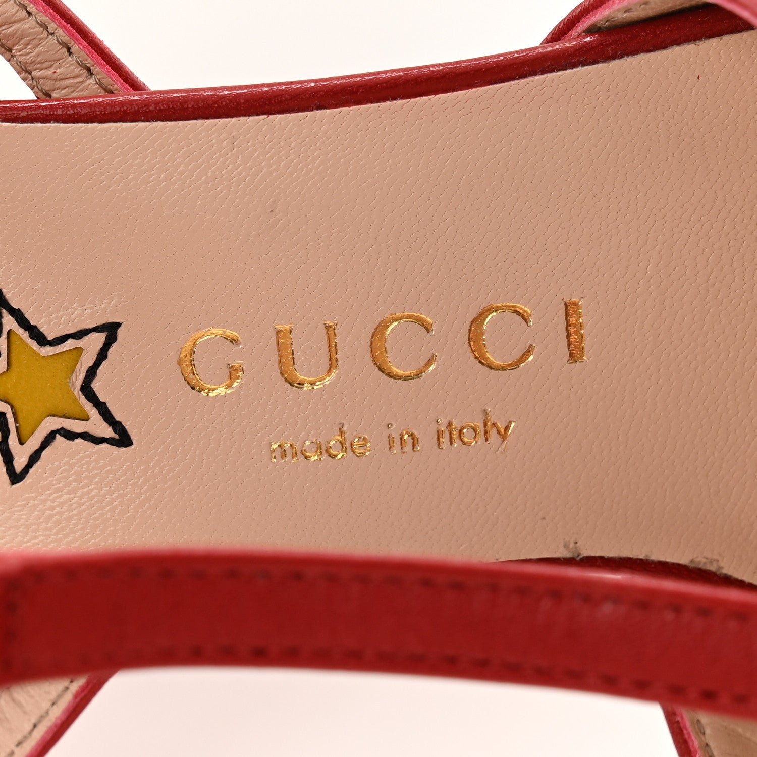 Gucci Malaga Kid Angel T-Strap Platform High Heel Pumps 34 Hibiscus Red 6 of 8