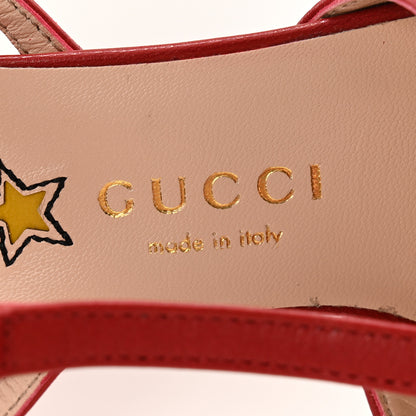 Gucci Malaga Kid Angel T-Strap Platform High Heel Pumps 34 Hibiscus Red 6 of 8