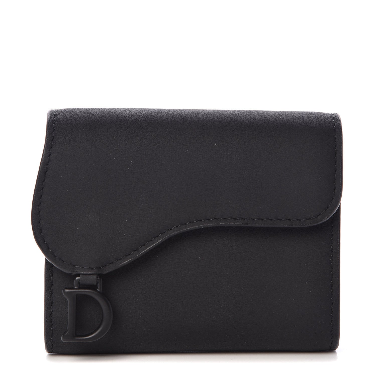 Christian Dior Ultra Matte Calfskin Saddle Card Holder Black 1 of 8