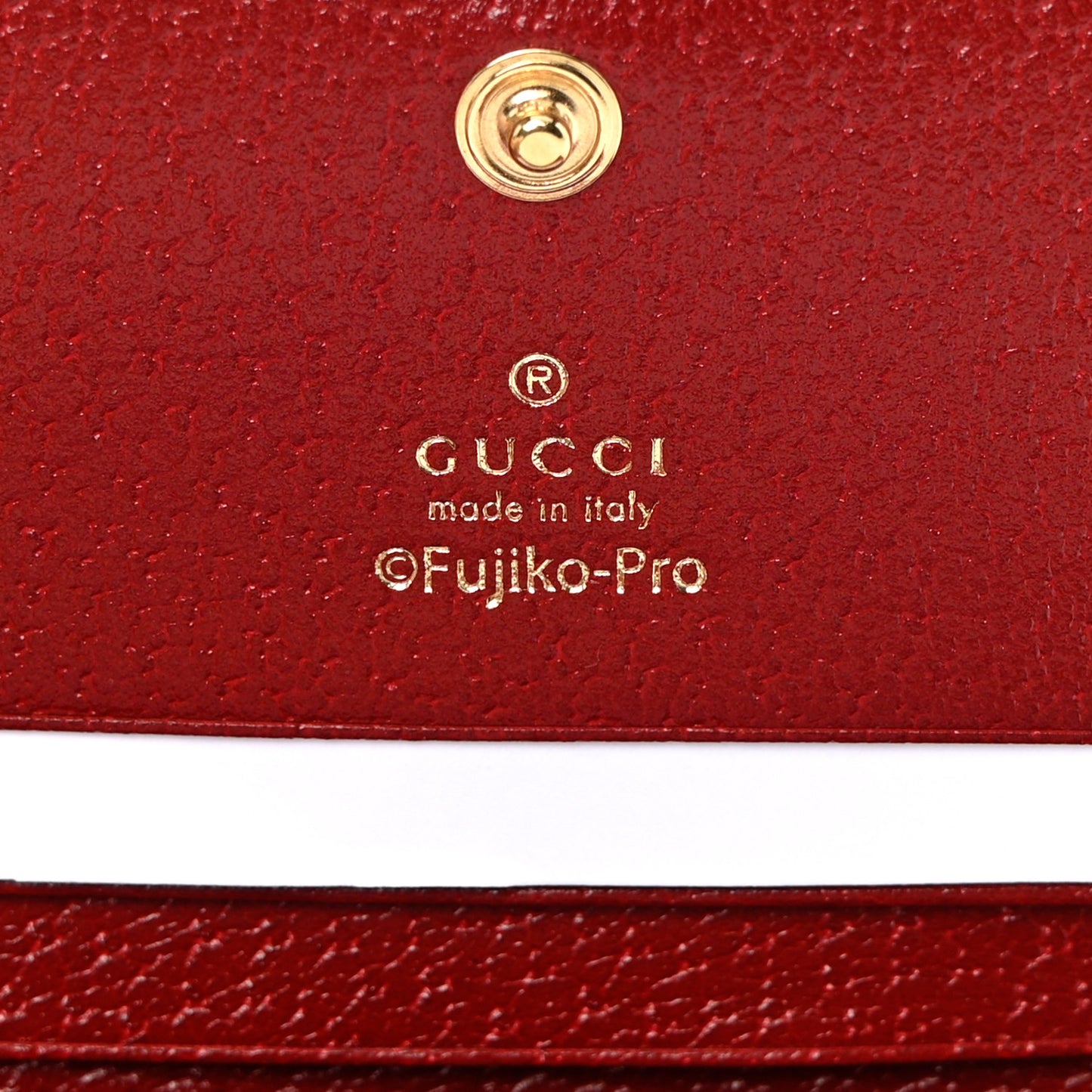 X DORAEMON Mini Vintage GG Supreme Monogram Card Case Wallet Beige Cherry Red