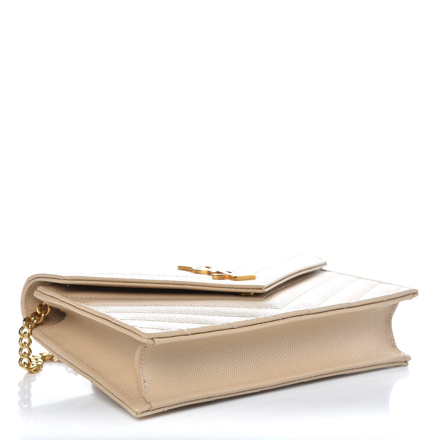 Grain De Poudre Matelasse Chevron Monogram Envelope Chain Wallet Nude Powder