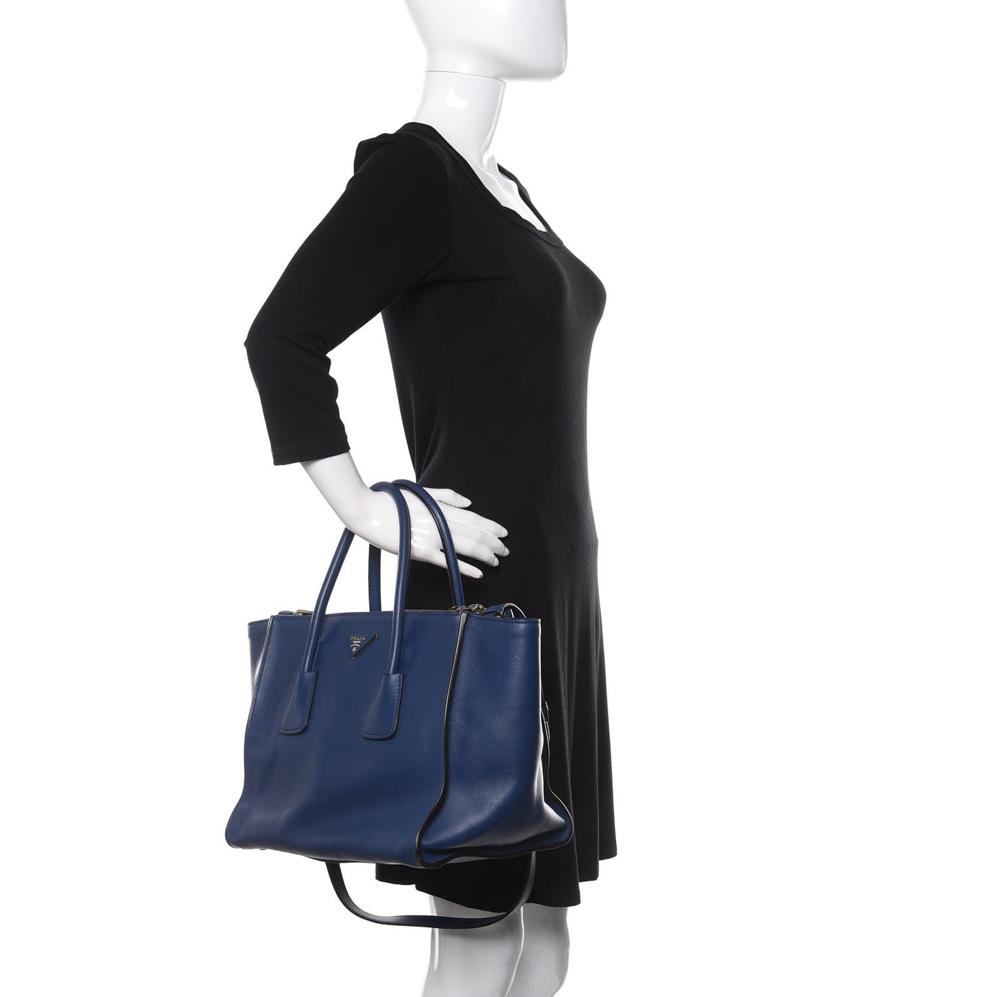 Glace Calfskin Twin Pocket Tote Bluette