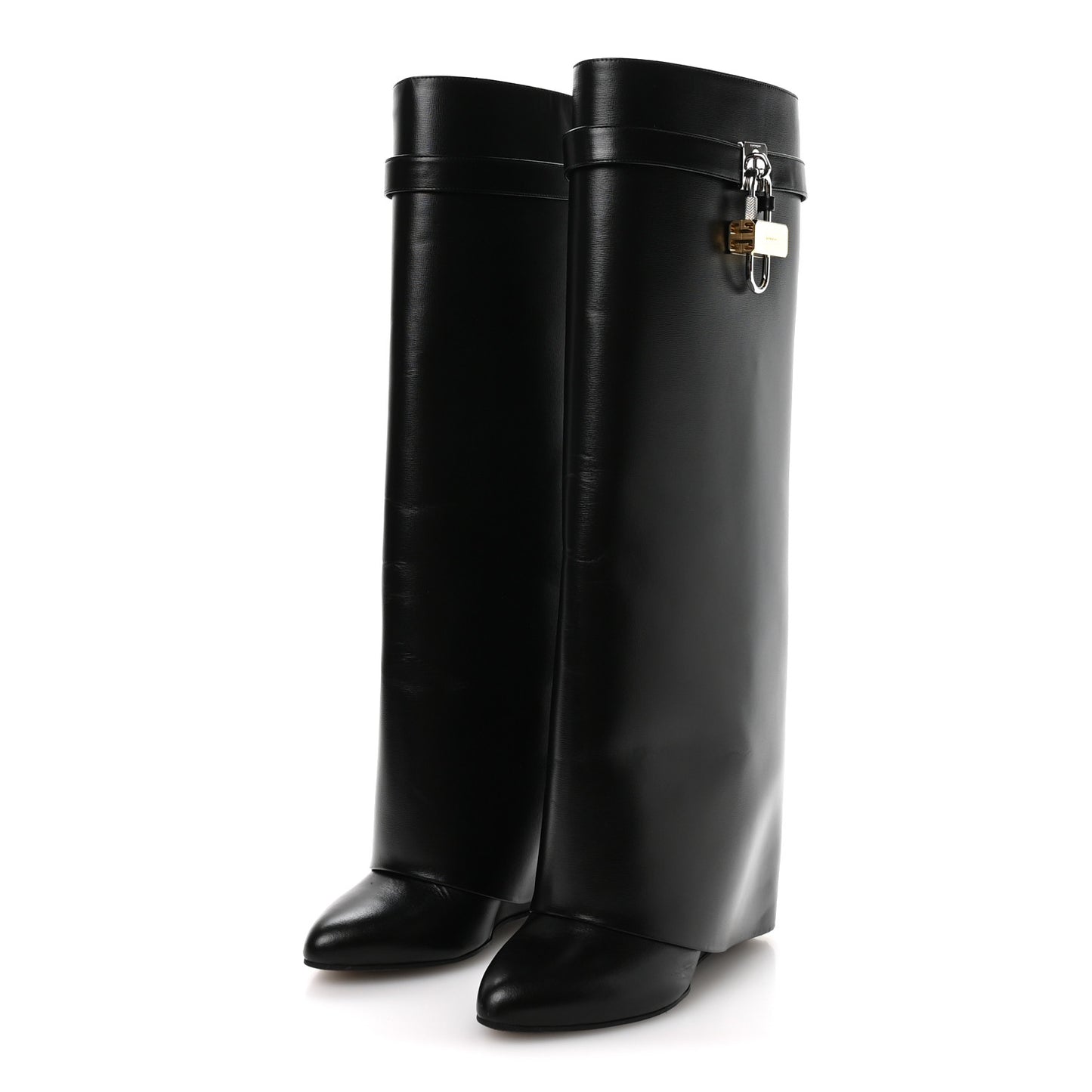 Calfskin Shark Lock Pant Boots 38 Black