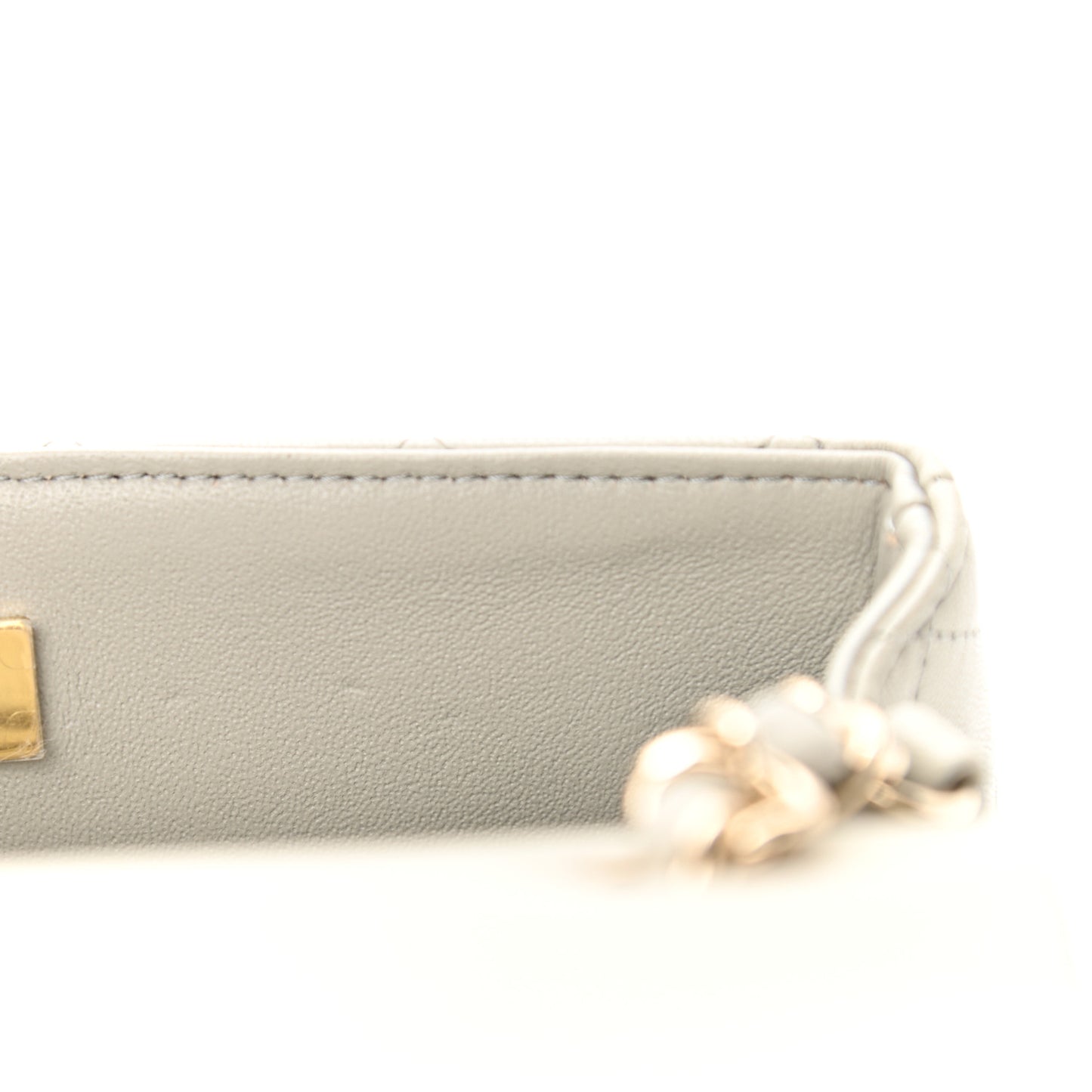 Lambskin Quilted Mini Rectangular Flap Grey