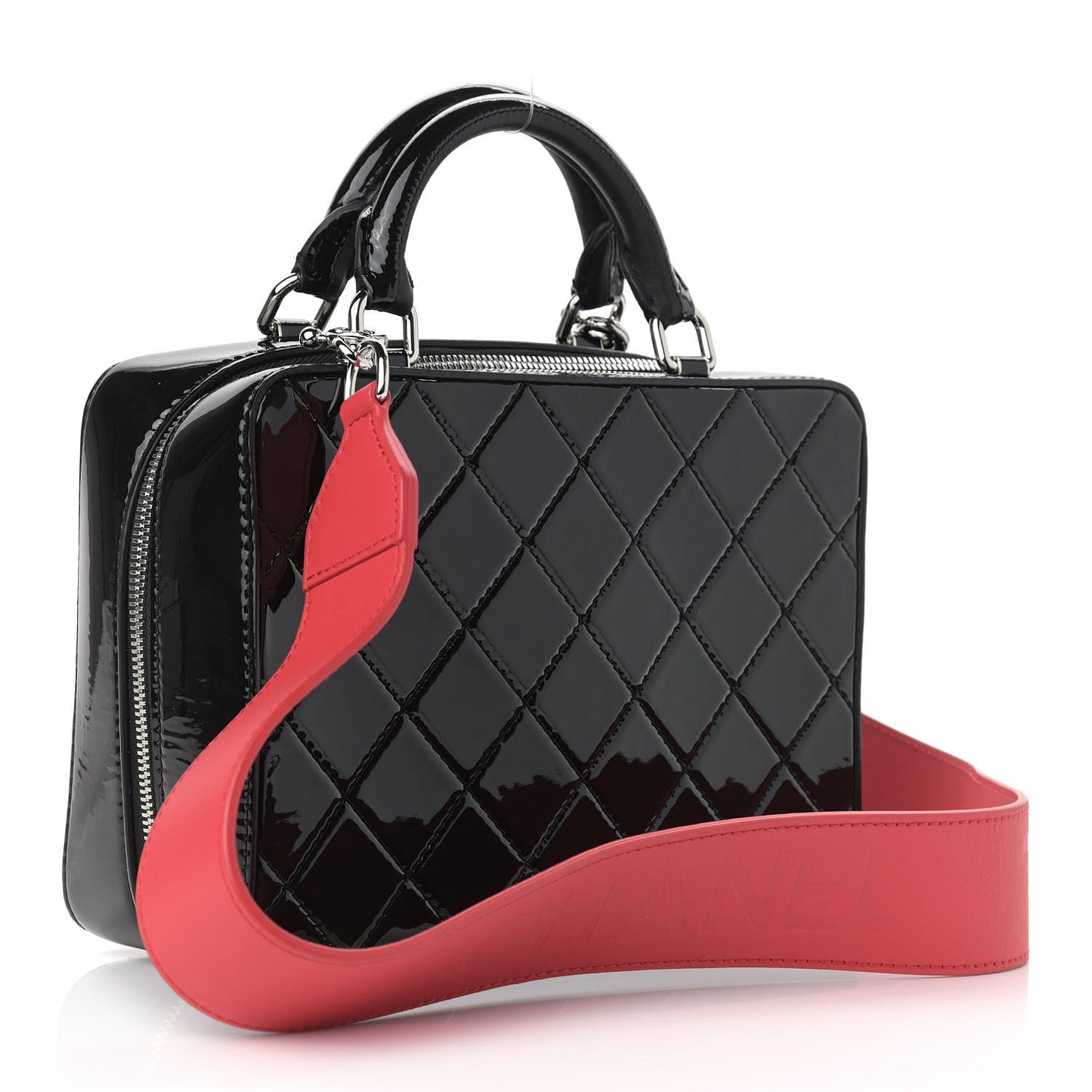 Patent Quilted Travel Kit Vanity Case Black