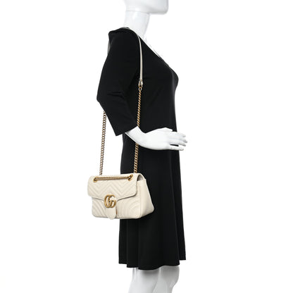 Gucci Calfskin Matelasse Small GG Marmont Shoulder Bag White 2 of 14