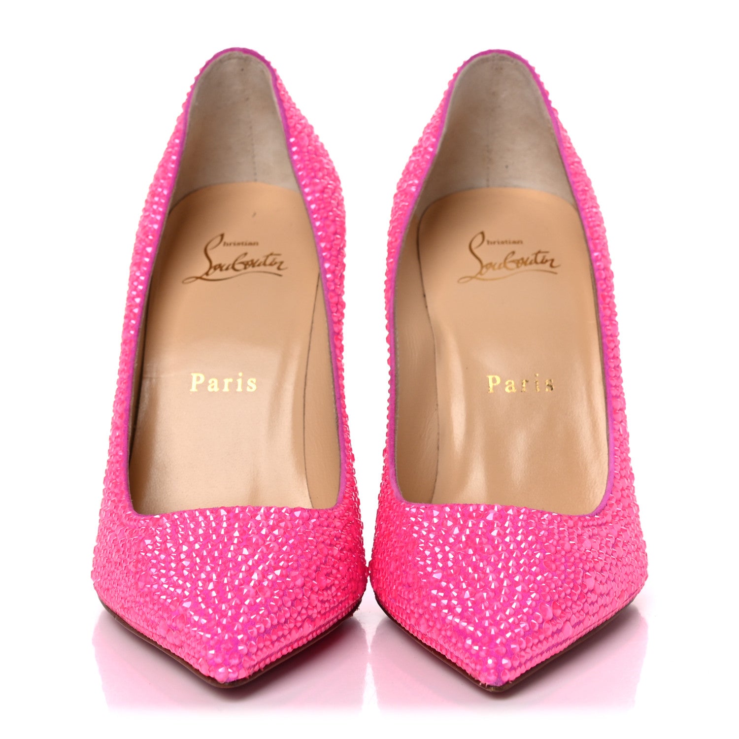 Christian Louboutin Veau Velours Strass Kate 100 Pumps 36 Diva Pink Fluo 2 of 8