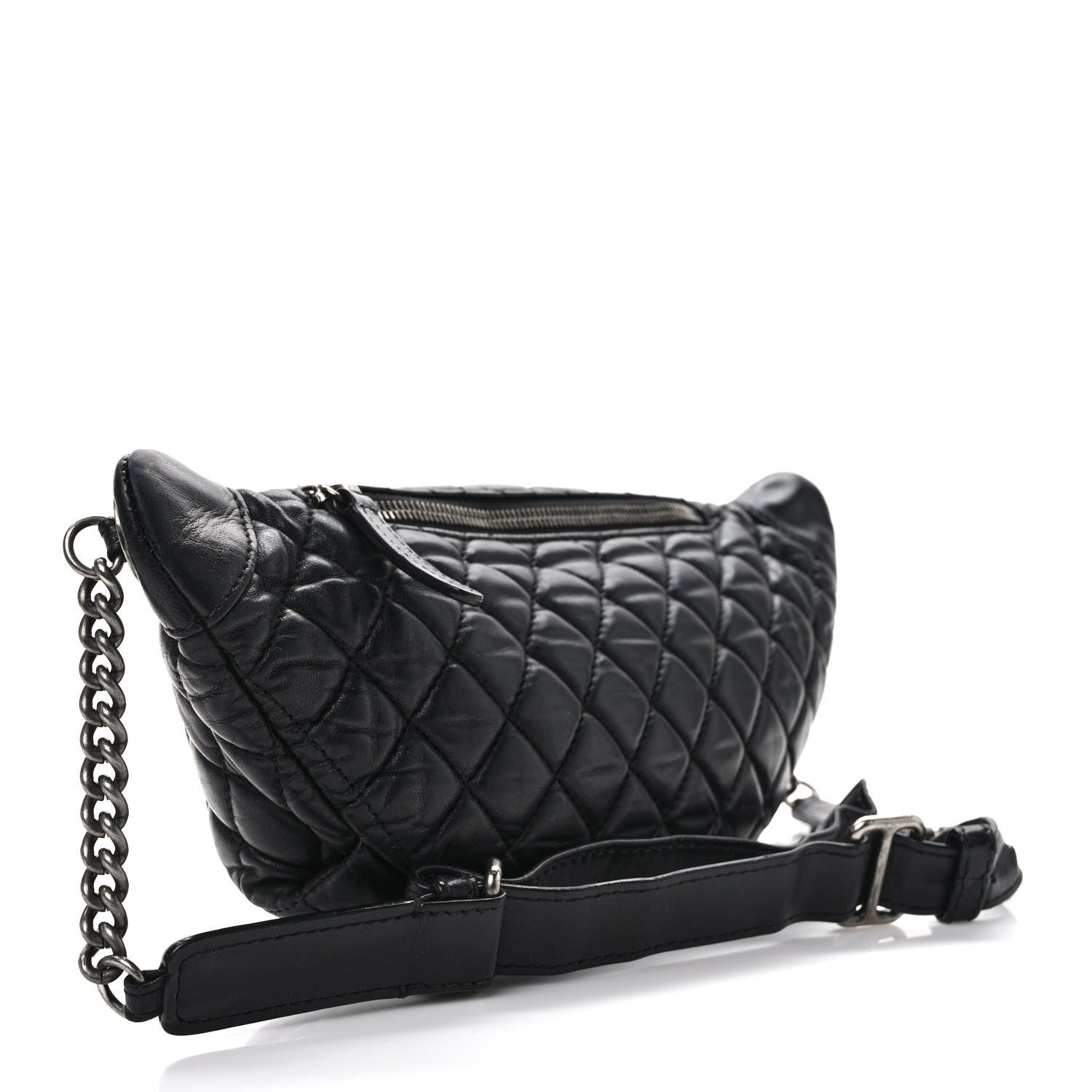 Chanel Lambskin Quilted Banane Waist Bag Fanny Pack Black 2 of 10