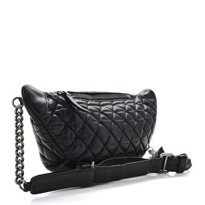 Chanel Lambskin Quilted Banane Waist Bag Fanny Pack Black 2 of 10