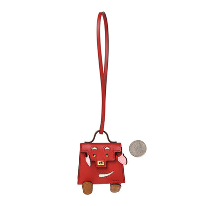 Hermes Tadelakt Chevre Mysore Kelly Quelle Idole Bag Charm Rose Sakura Sanguine Nata Sesame 2 of 4