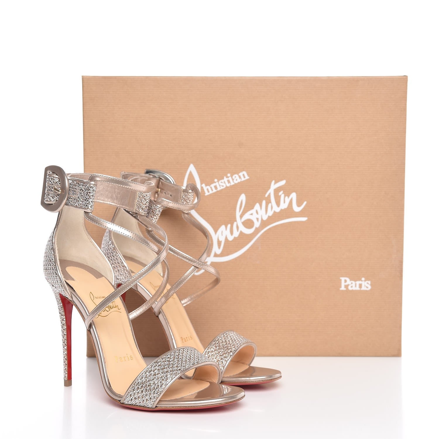 Christian Louboutin Glitter Mesh Choca 100 Sandals 36 Colombe 9 of 9