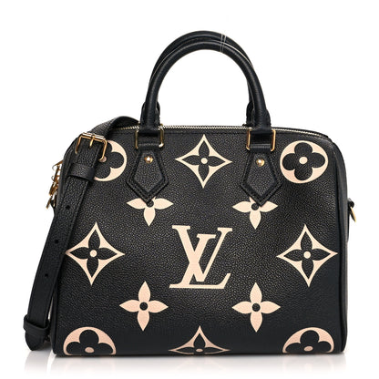 Louis Vuitton Empreinte Monogram Giant Speedy Bandouliere 25 Black Beige 1 of 11