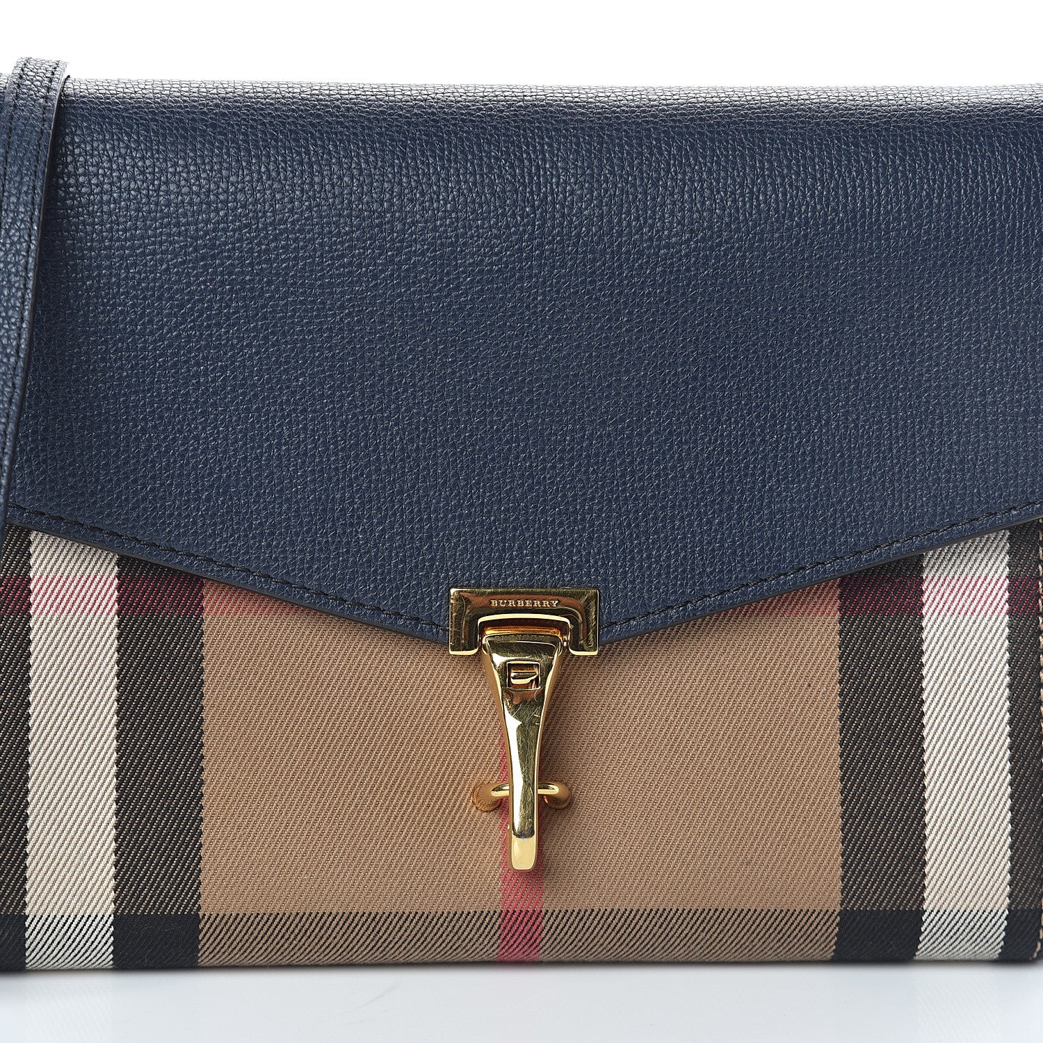 Burberry Grainy Calfskin House Check Small Macken Crossbody Bag Ink Blue 6 of 8