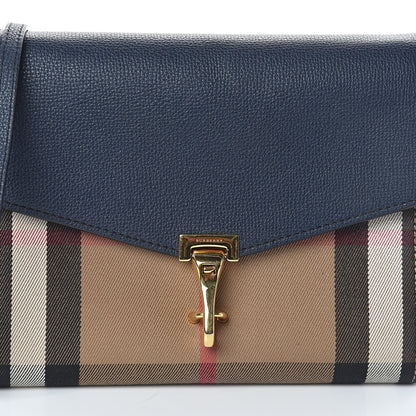 Burberry Grainy Calfskin House Check Small Macken Crossbody Bag Ink Blue 6 of 8