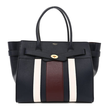 Mulberry Classic Grain College Stripe Zipped Bayswater Midnight White 1 of 10