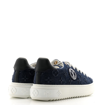 Louis Vuitton Denim Monogram Debossed Time Out Sneakers 38 Blue 4 of 9