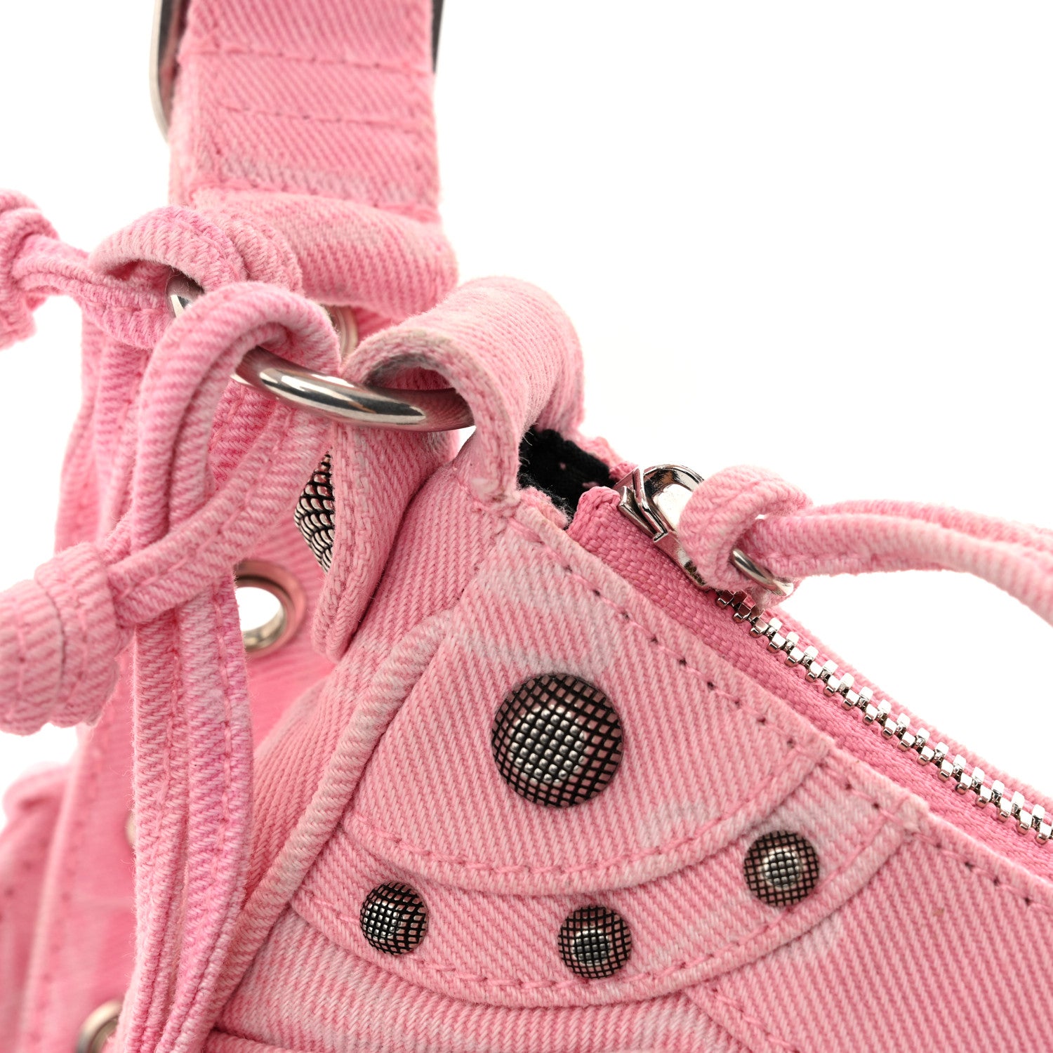 Balenciaga Denim BB Monogram Le Cagole Shoulder Bag XS Pink