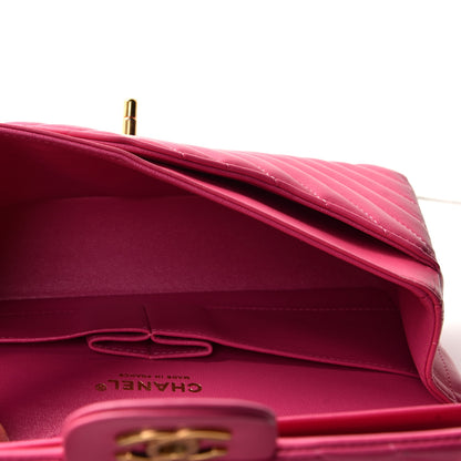Chanel Lambskin Chevron Quilted Medium Double Flap Pink 5 of 12