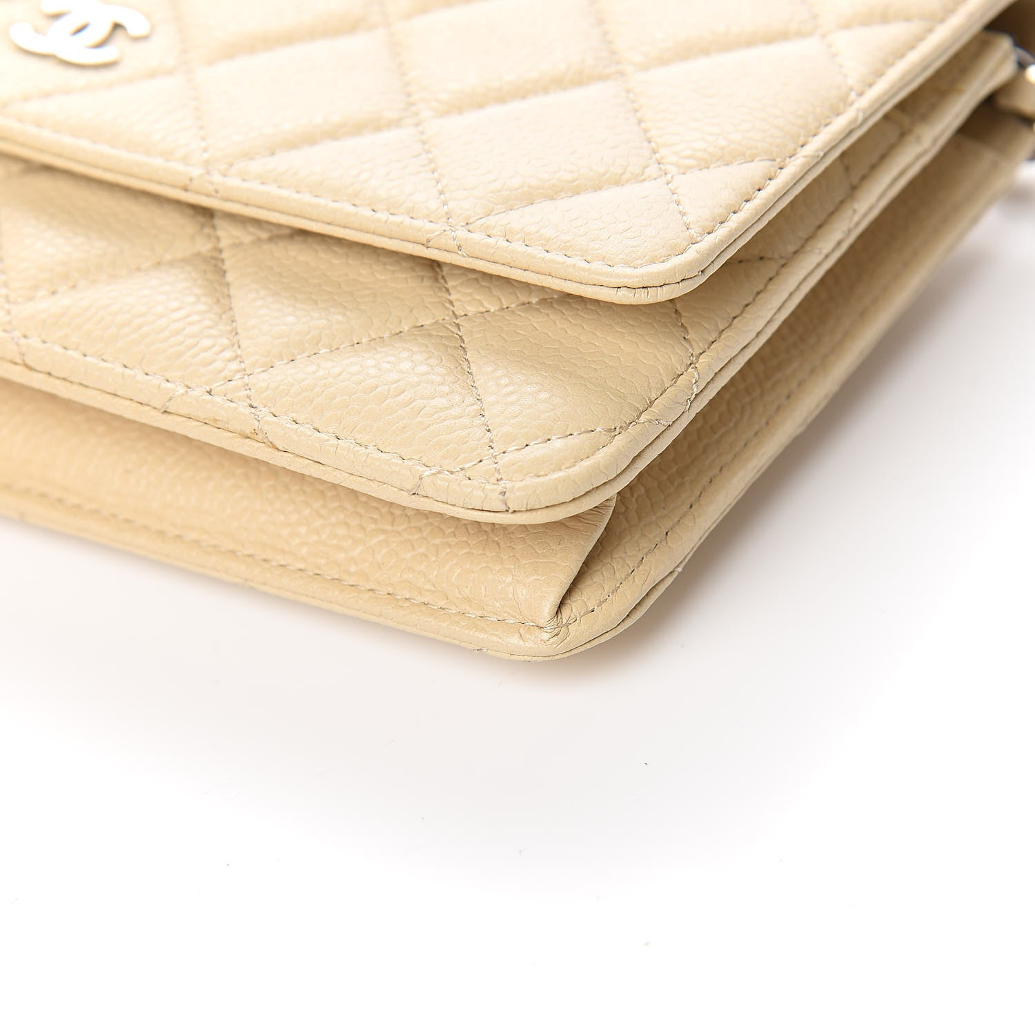 Chanel Caviar Quilted Wallet On Chain WOC Light Beige 10 of 11