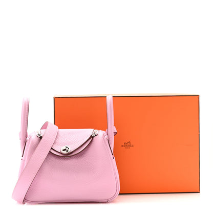 Hermes Taurillon Clemence Mini Lindy 20 Mauve Sylvestre 11 of 11
